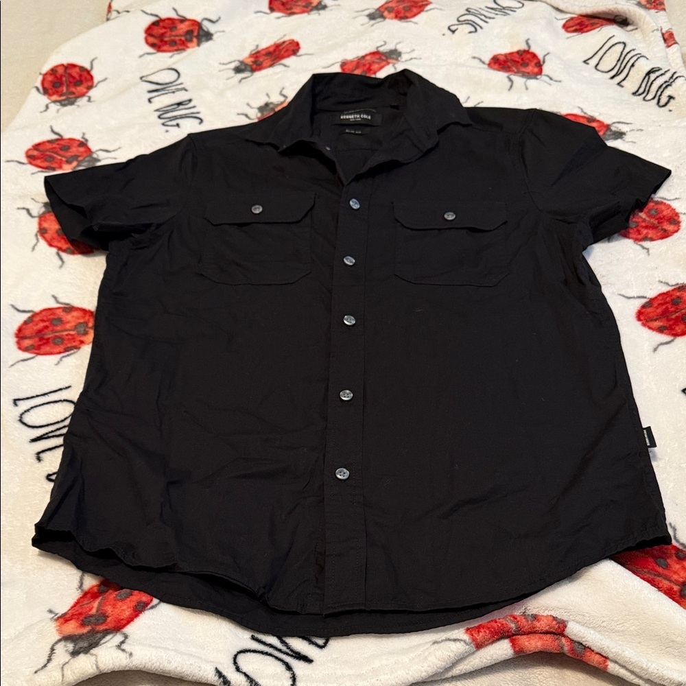 Kenneth Cole Black Casual Button Down Shirt